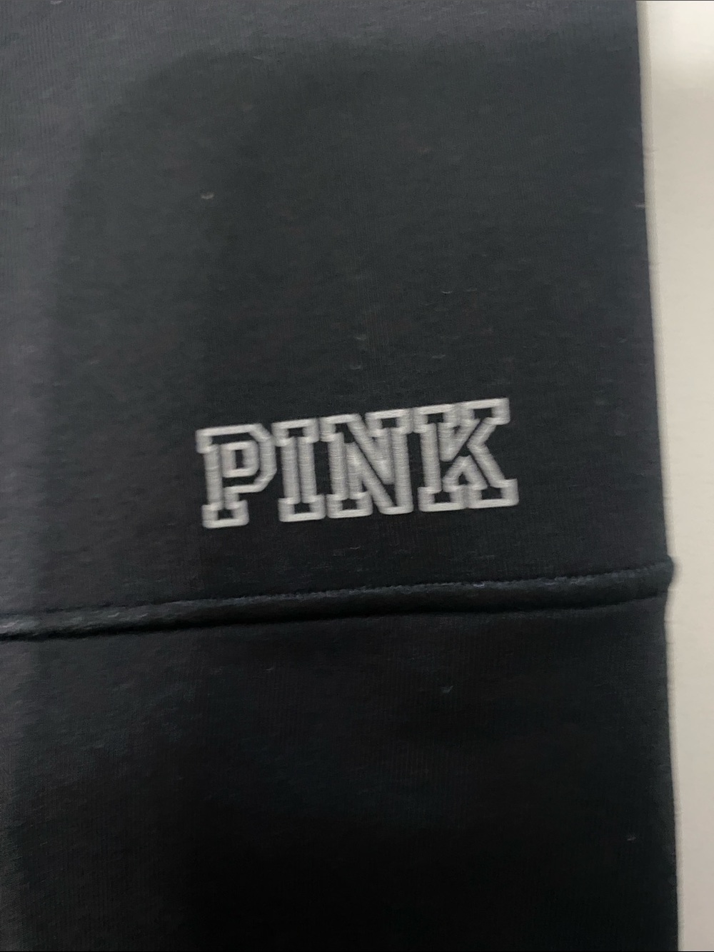 PINK Victoria's Secret Ultimate Black Capri Leggings with Logo Panel Woman Large - Picture 6 of 9